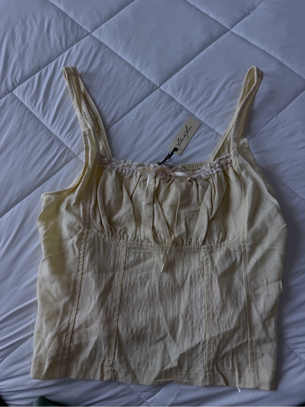 Liberty Love Pale Yellow Smocked Cotton Cami